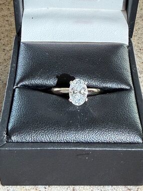 1 CT Lab Grown Oval Diamond Solitaire Ring 14K White Gold Size 8